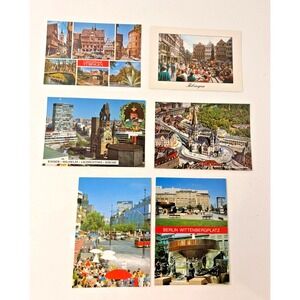 Lot of 6 VTG Germany Berlin Tubingen Chrome Postcards Unposted Landmark Travel